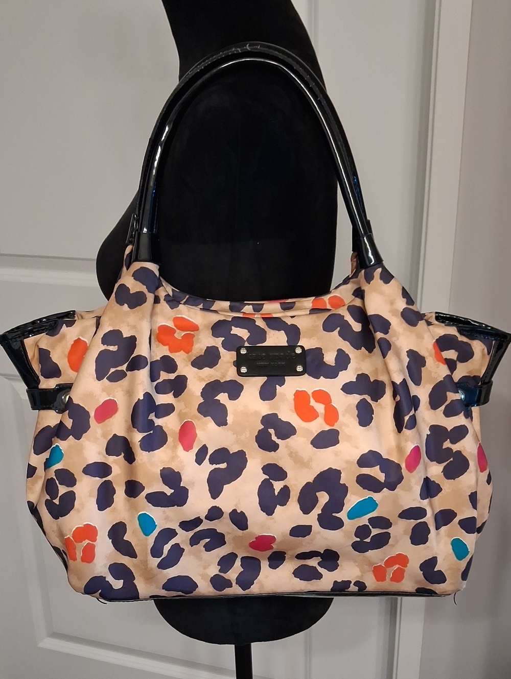 Kate Spade Stevie Pop Art Leopard Print Nylon Shoulder Tote Bag
